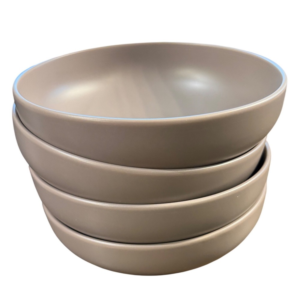 Furio Home Worldview Taupe Matte Gray Brown Coupe Salad Pasta Bowls Set of 4